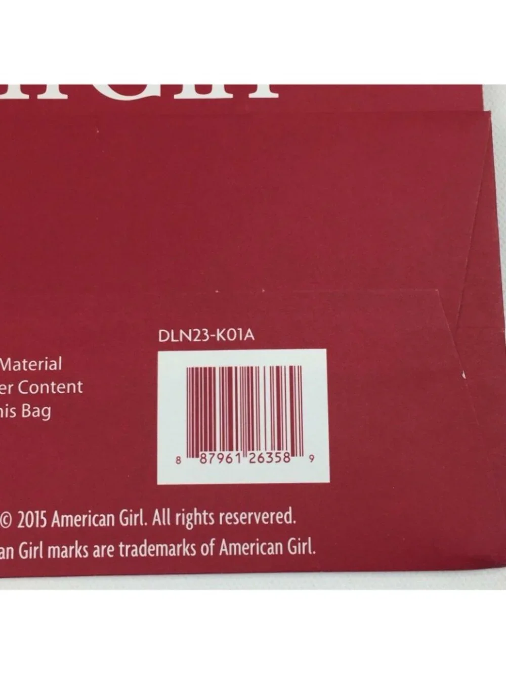 AG American Girl Set 2 Red Medium Shopping Bags Star Logo